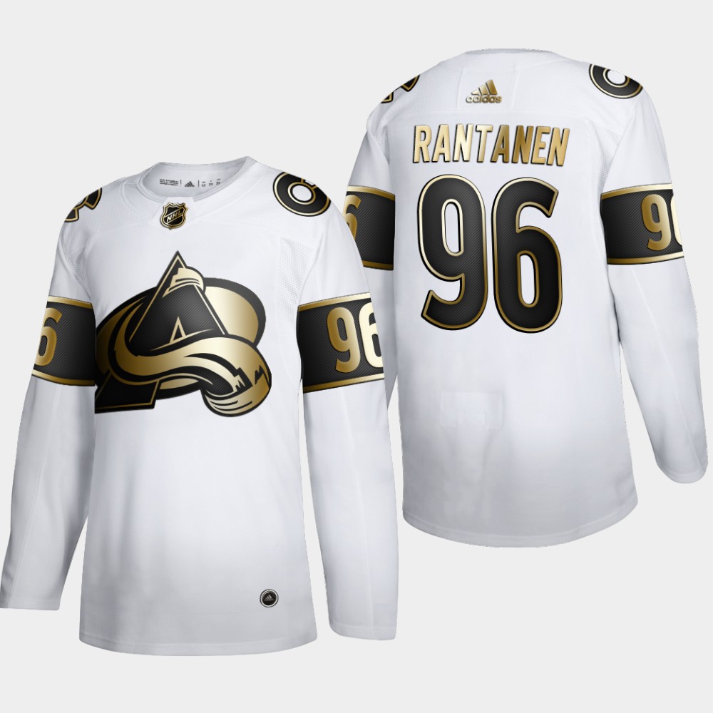 Colorado Avalanche 96 Mikko Rantanen Men Adidas White Golden Edition Limited Stitched NHL Jersey